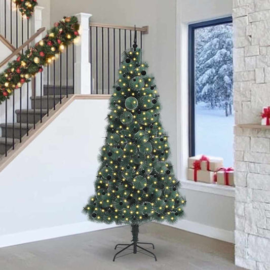 Kunstmatige Voorverlichte Kerstboom met Bolset Groen 240 cm PET is nu te koop bij PeponiXL, paradijselijk wonen!