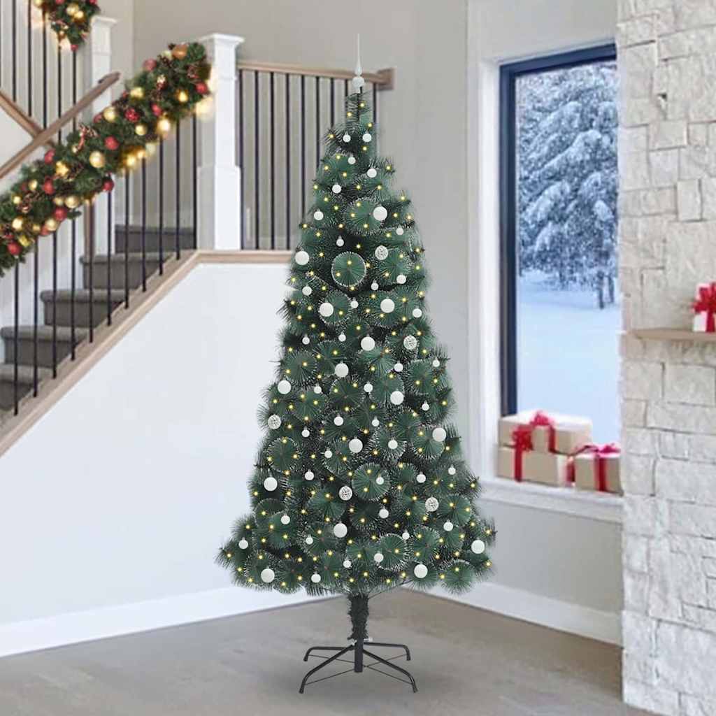 Kunstkerstboom met voorverlichting en ballenset Groen 240 cm is nu te koop bij PeponiXL, paradijselijk wonen!