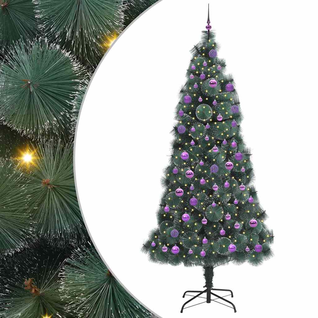 Kunstkerstboom met ballen set, verlicht Groen 240 cm PET is nu te koop bij PeponiXL, paradijselijk wonen!