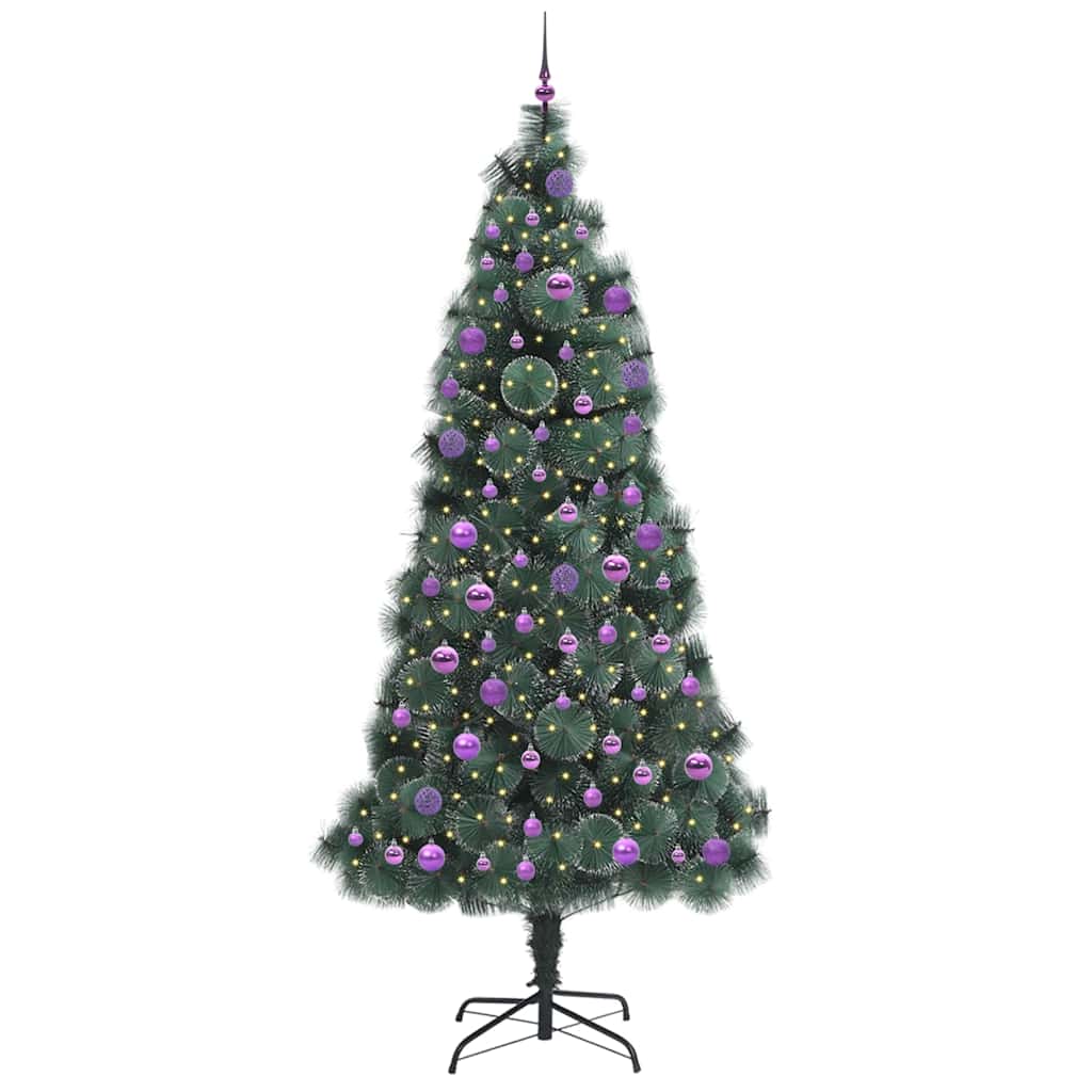 Kunstkerstboom met ballen set, verlicht Groen 240 cm PET is nu te koop bij PeponiXL, paradijselijk wonen!