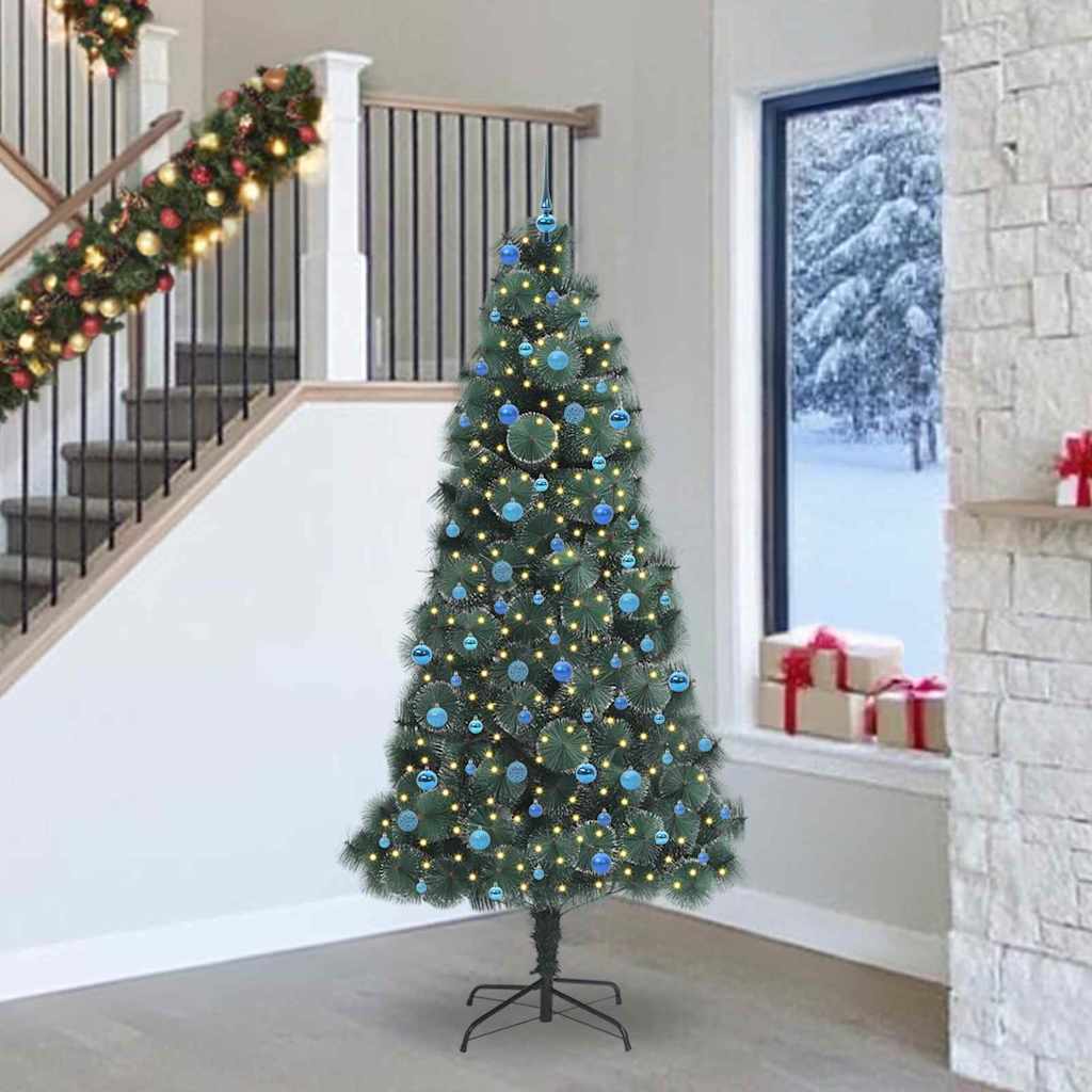 Kunstmatige Voorverlichte Kerstboom met Ballenset Groen 240 cm is nu te koop bij PeponiXL, paradijselijk wonen!