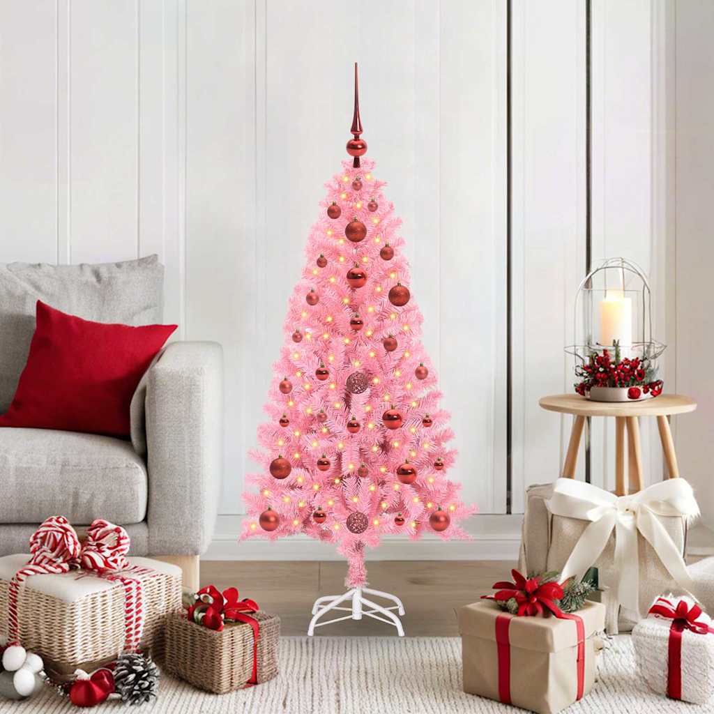 Kerstboom met 150 LED met standaard Roze 120 cm PVC is nu te koop bij PeponiXL, paradijselijk wonen!