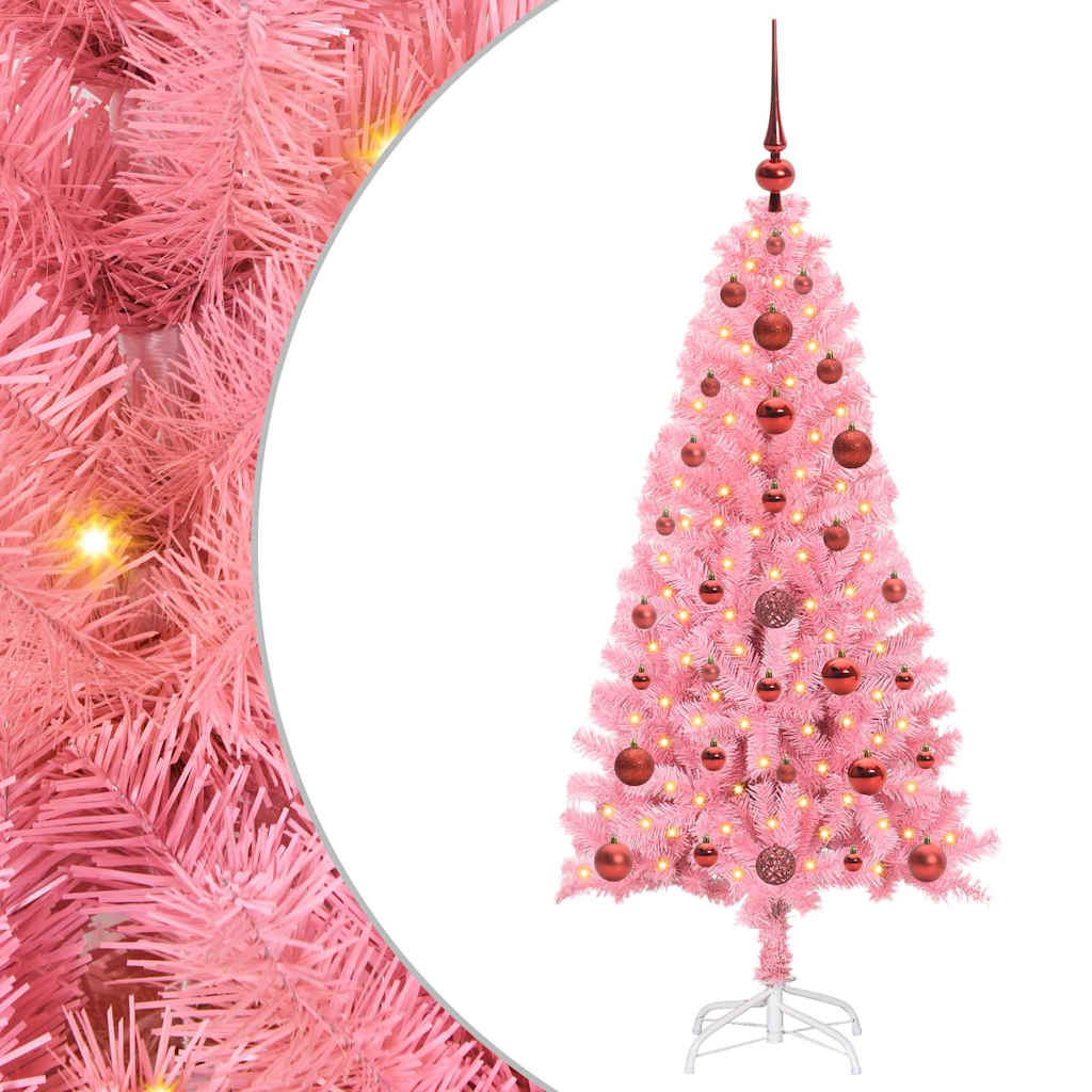 Kerstboom met 150 LED met standaard Roze 120 cm PVC is nu te koop bij PeponiXL, paradijselijk wonen!