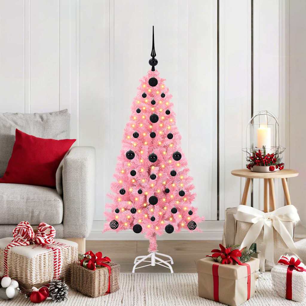 Kerstboom met 150 LED met standaard Roze 120 cm PVC is nu te koop bij PeponiXL, paradijselijk wonen!