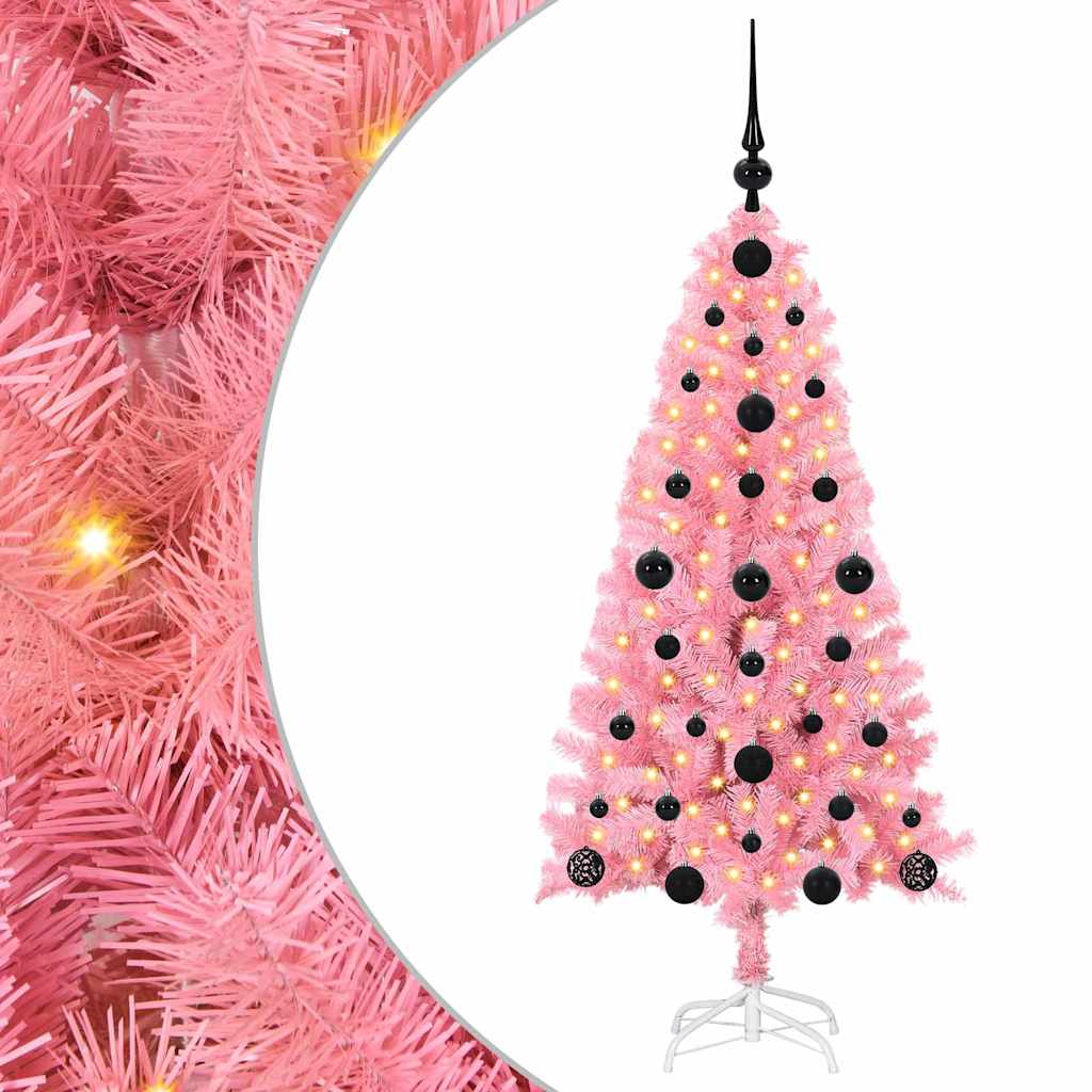 Kerstboom met 150 LED met standaard Roze 120 cm PVC is nu te koop bij PeponiXL, paradijselijk wonen!