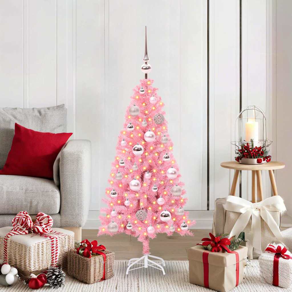 Kerstboom met 150 LED met standaard Roze 120 cm PVC is nu te koop bij PeponiXL, paradijselijk wonen!