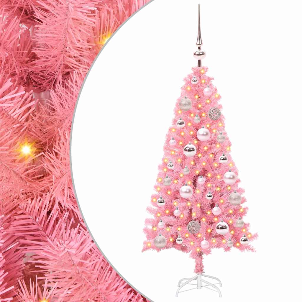 Kerstboom met 150 LED met standaard Roze 120 cm PVC is nu te koop bij PeponiXL, paradijselijk wonen!