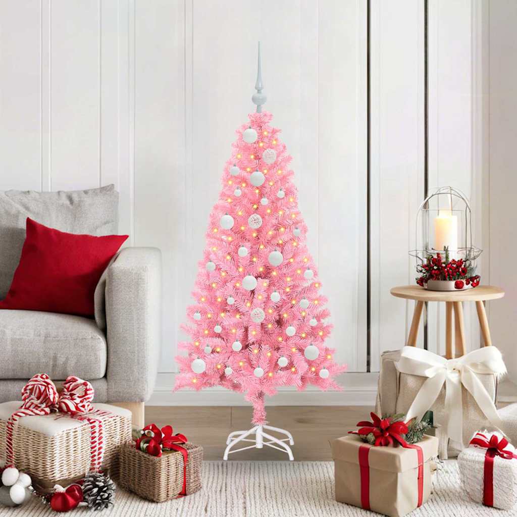 Kerstboom met 150 LED met standaard Roze 120 cm PVC is nu te koop bij PeponiXL, paradijselijk wonen!