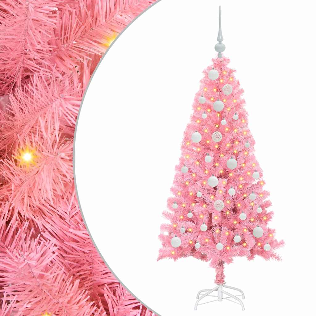 Kerstboom met 150 LED met standaard Roze 120 cm PVC is nu te koop bij PeponiXL, paradijselijk wonen!