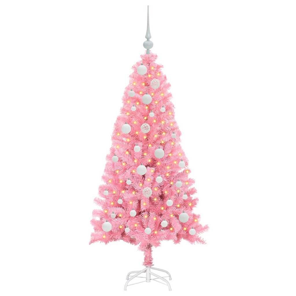 Kerstboom met 150 LED met standaard Roze 120 cm PVC is nu te koop bij PeponiXL, paradijselijk wonen!