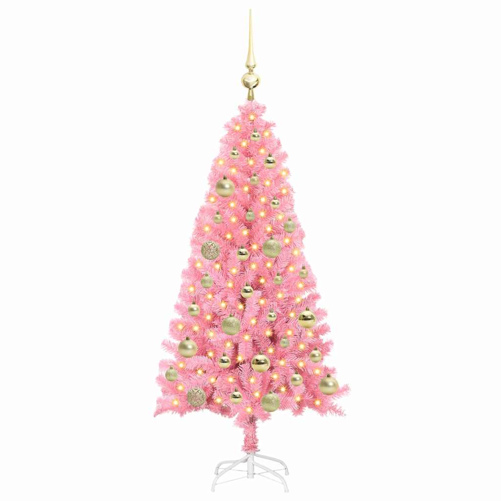 Kerstboom met 150 LED met standaard Roze 120 cm PVC is nu te koop bij PeponiXL, paradijselijk wonen!