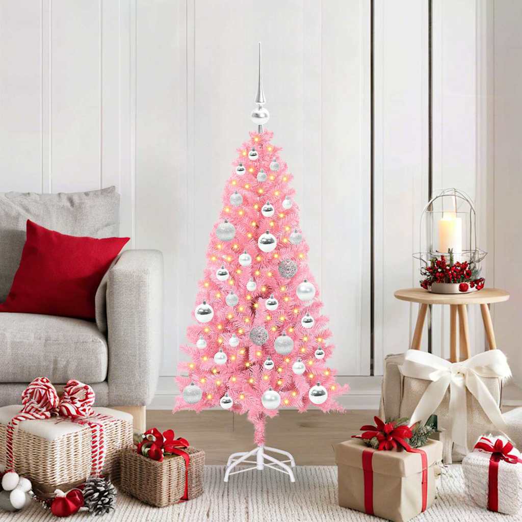 Kerstboom met 150 LED met standaard Roze 120 cm PVC is nu te koop bij PeponiXL, paradijselijk wonen!