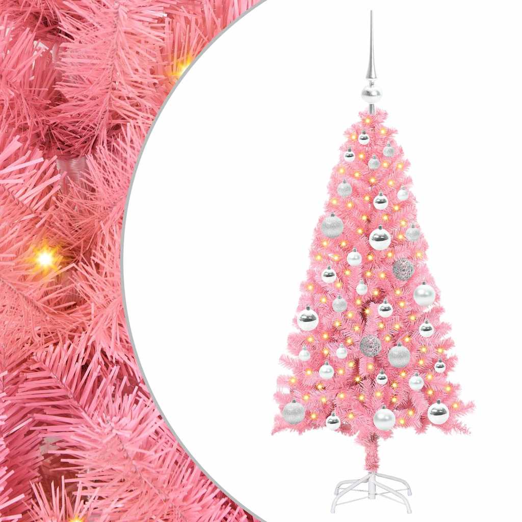 Kerstboom met 150 LED met standaard Roze 120 cm PVC is nu te koop bij PeponiXL, paradijselijk wonen!