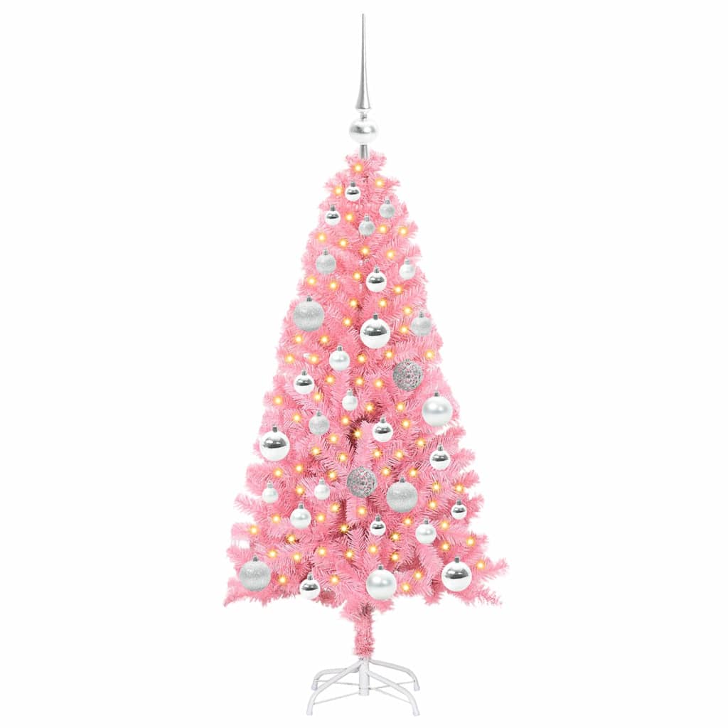 Kerstboom met 150 LED met standaard Roze 120 cm PVC is nu te koop bij PeponiXL, paradijselijk wonen!