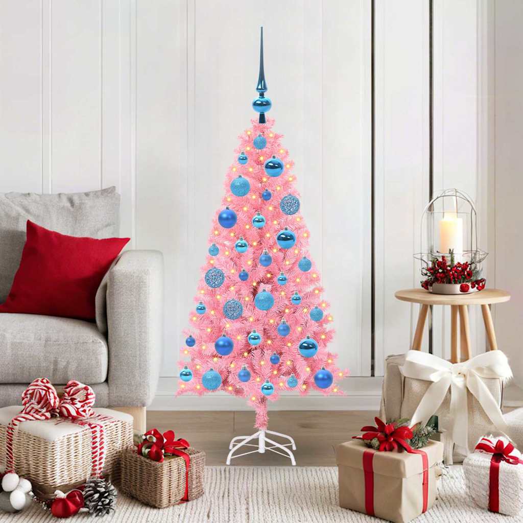 Kerstboom met 150 LED met standaard Roze 120 cm PVC is nu te koop bij PeponiXL, paradijselijk wonen!