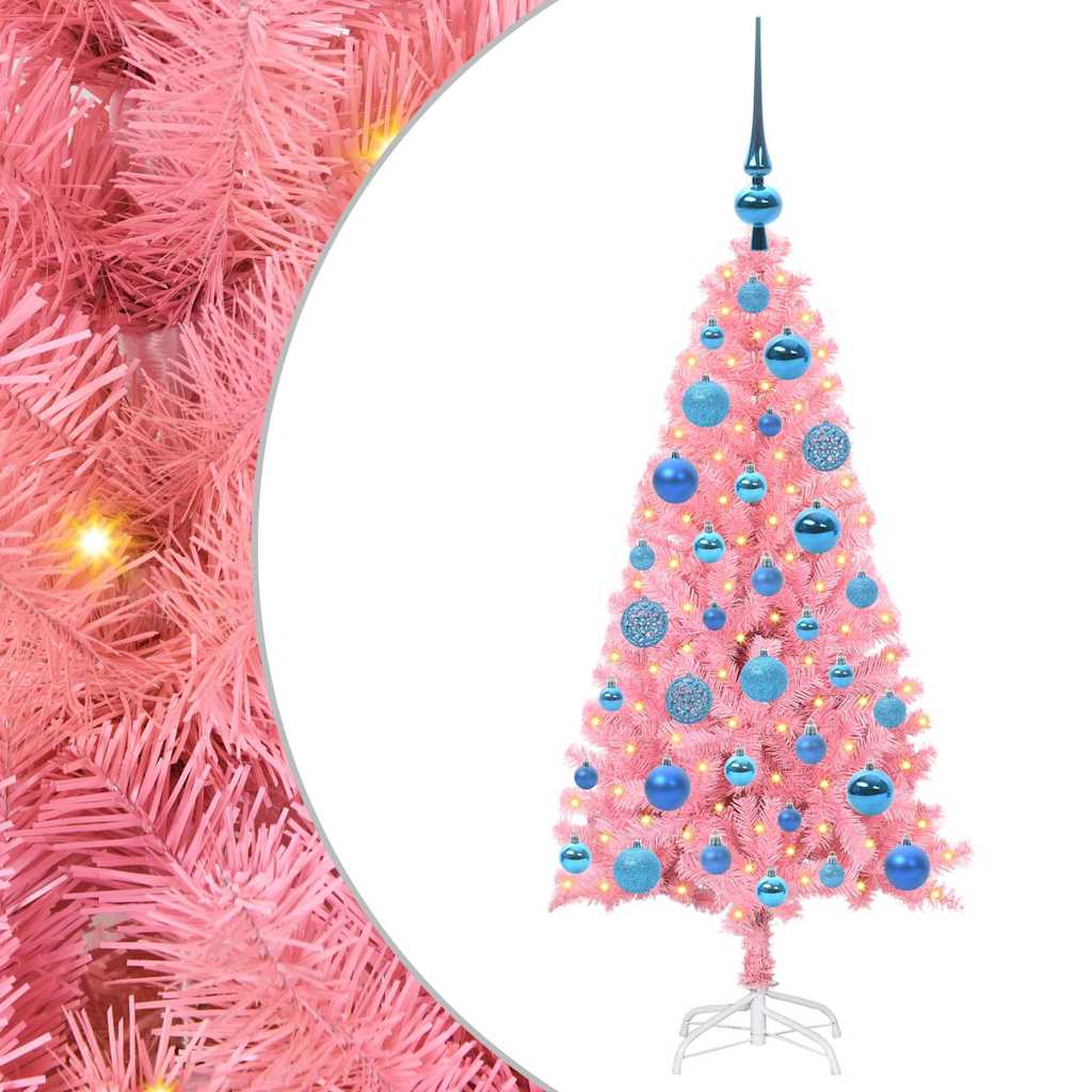 Kerstboom met 150 LED met standaard Roze 120 cm PVC is nu te koop bij PeponiXL, paradijselijk wonen!