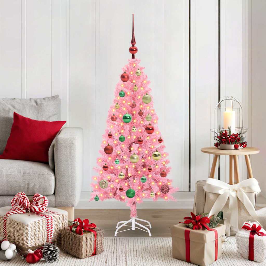 Kerstboom met 150 LED met standaard Roze 120 cm PVC is nu te koop bij PeponiXL, paradijselijk wonen!