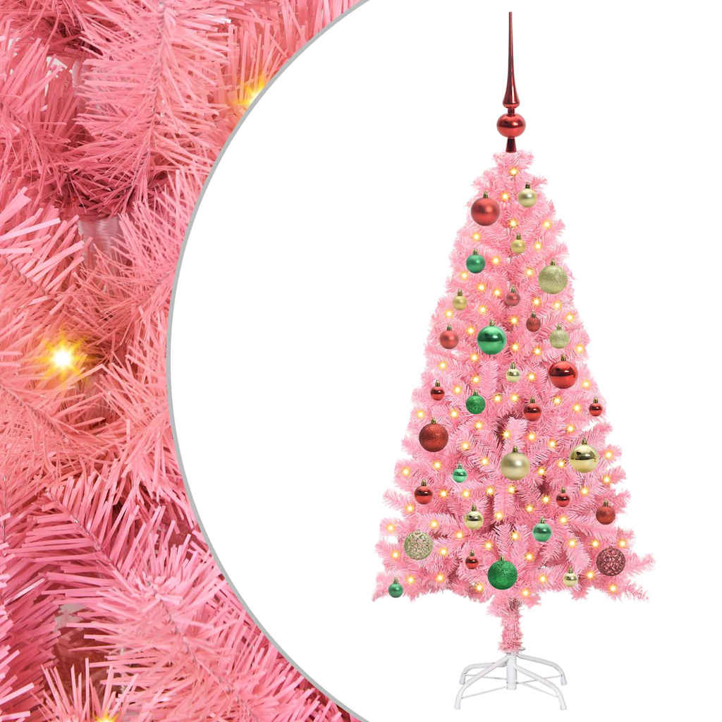Kerstboom met 150 LED met standaard Roze 120 cm PVC is nu te koop bij PeponiXL, paradijselijk wonen!