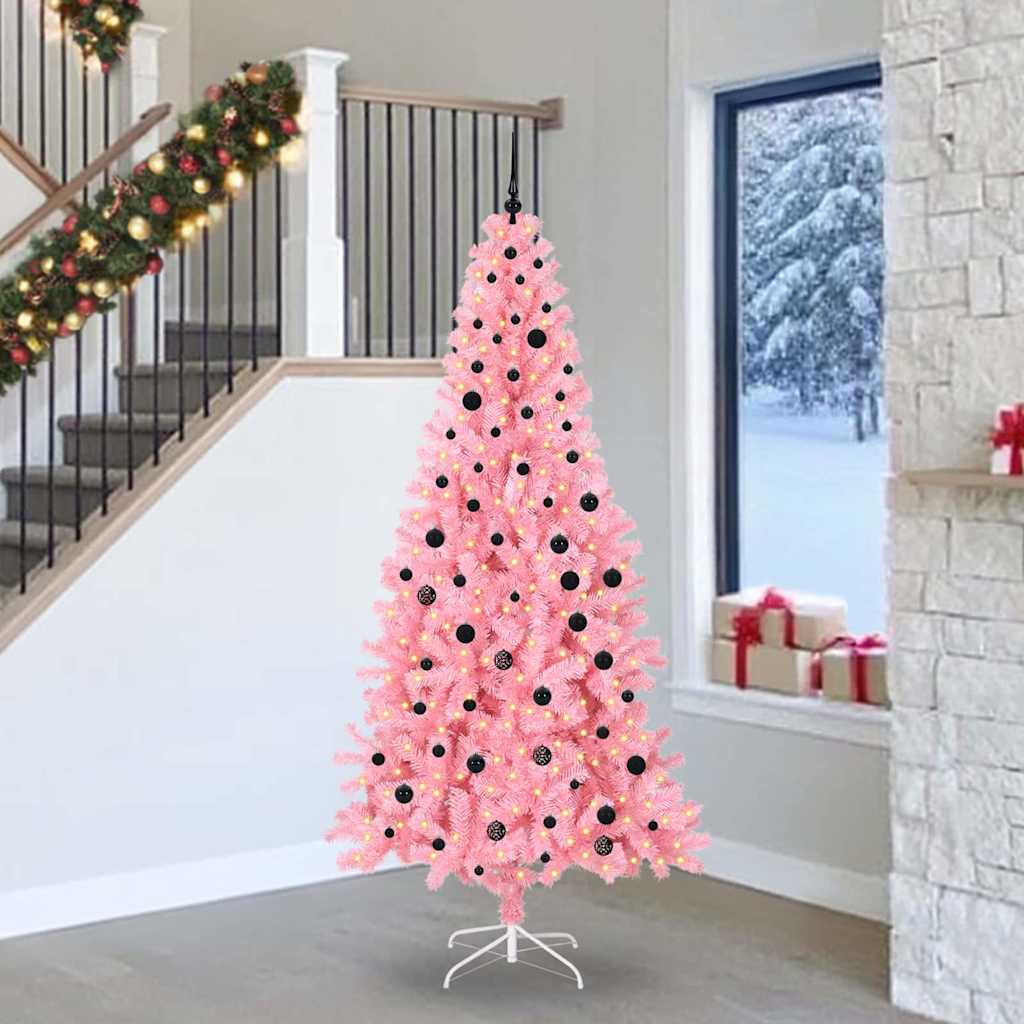 Kerstboom met 300 LED met standaard Roze 240 cm PVC is nu te koop bij PeponiXL, paradijselijk wonen!