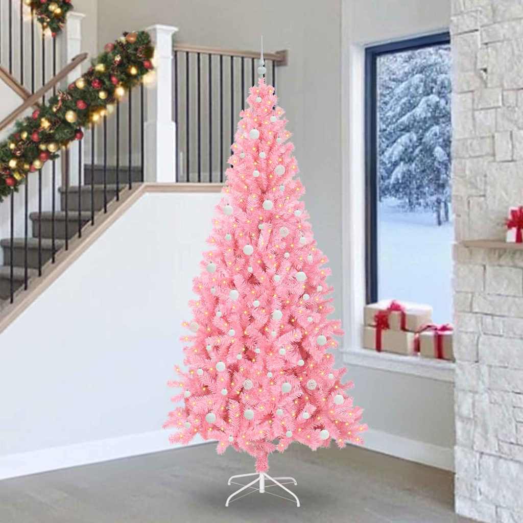 Kerstboom met 300 LED met standaard Roze 240 cm PVC is nu te koop bij PeponiXL, paradijselijk wonen!