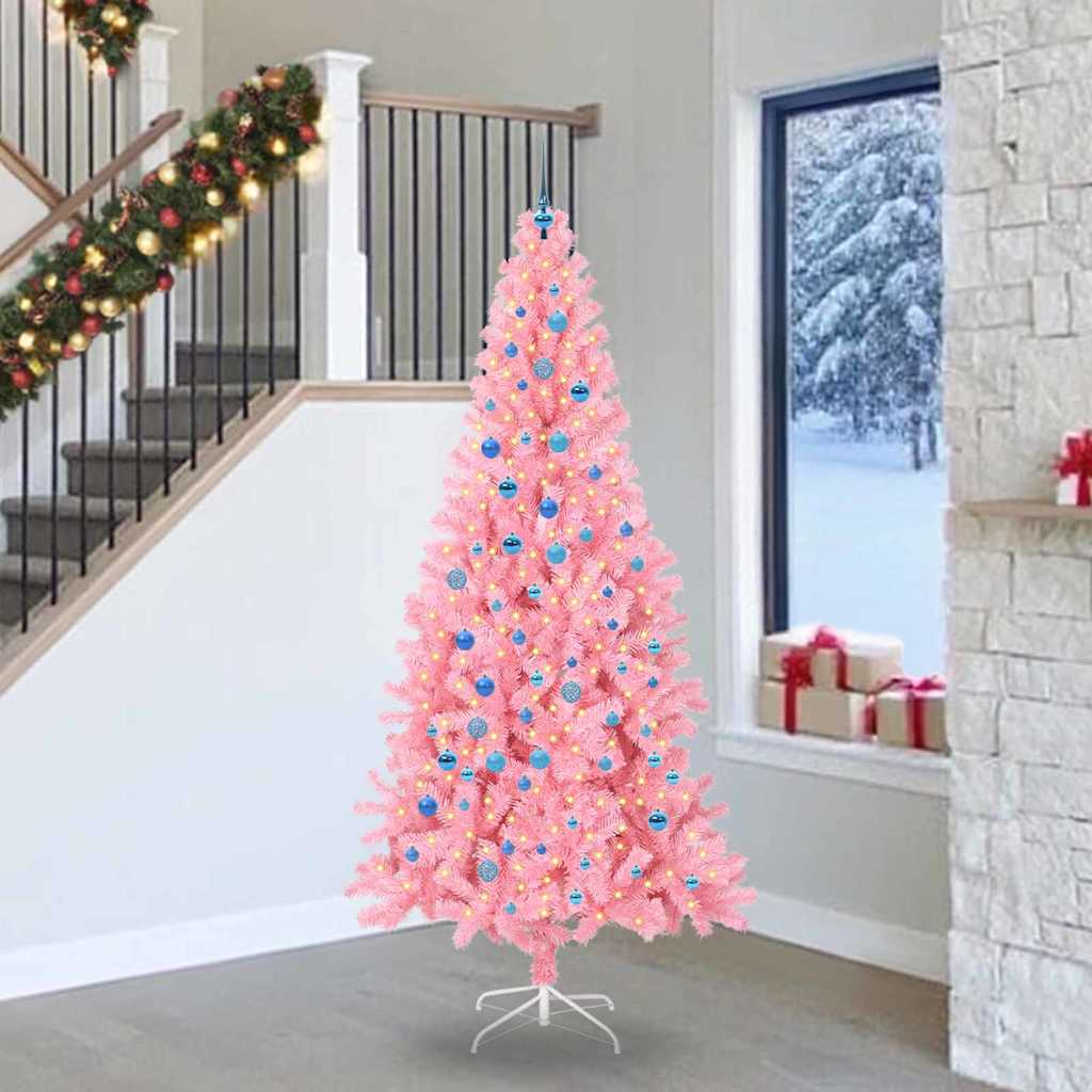 Kerstboom met 300 LED met standaard Roze 240 cm PVC is nu te koop bij PeponiXL, paradijselijk wonen!