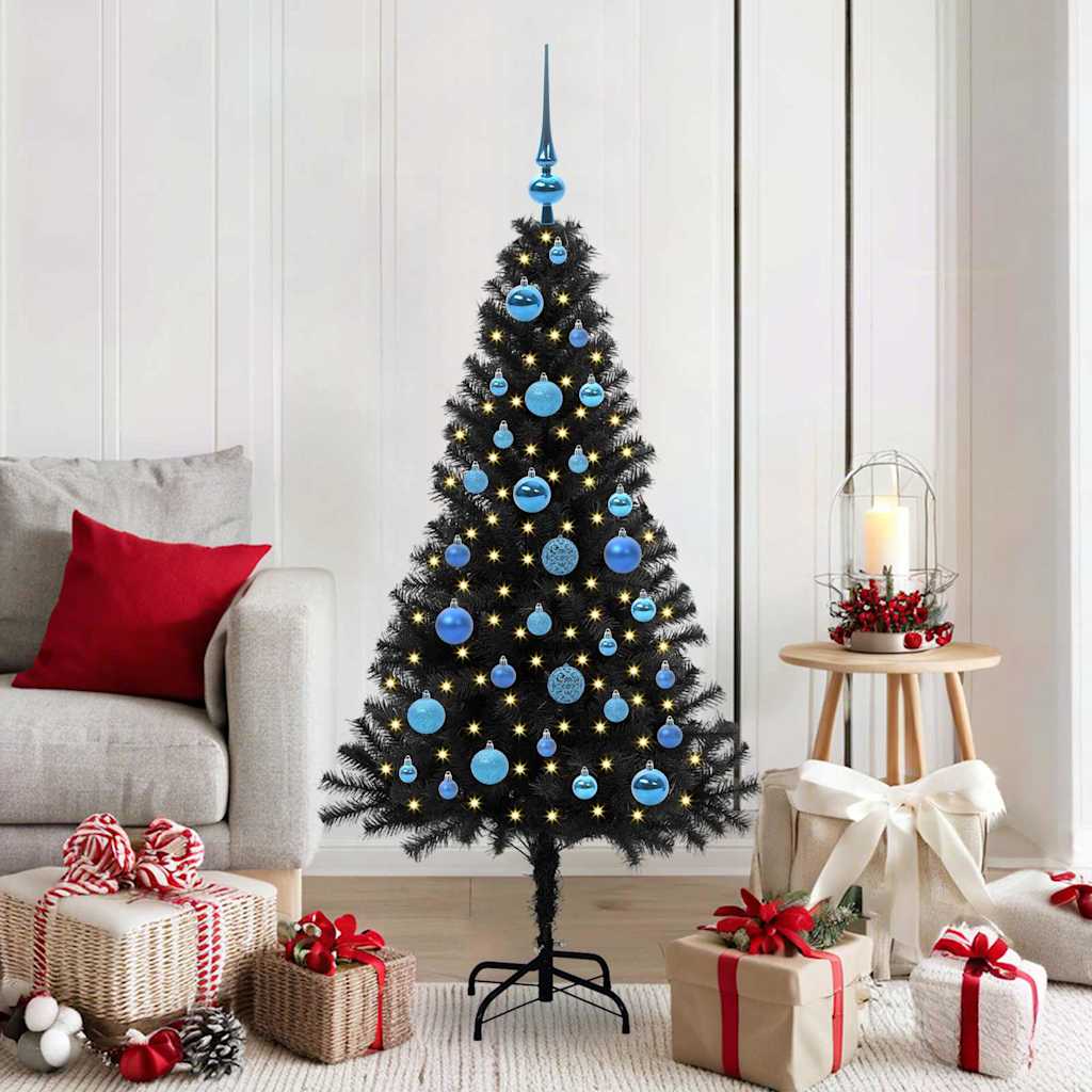Kerstboom met 150 LED met standaard Zwart 150 cm PVC is nu te koop bij PeponiXL, paradijselijk wonen!