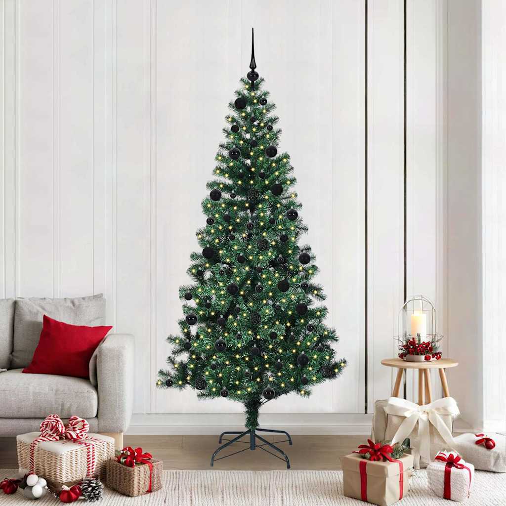 Kunstmatig Voorverlicht Kerstboom Groen 210 cm PVC en Metaal is nu te koop bij PeponiXL, paradijselijk wonen!