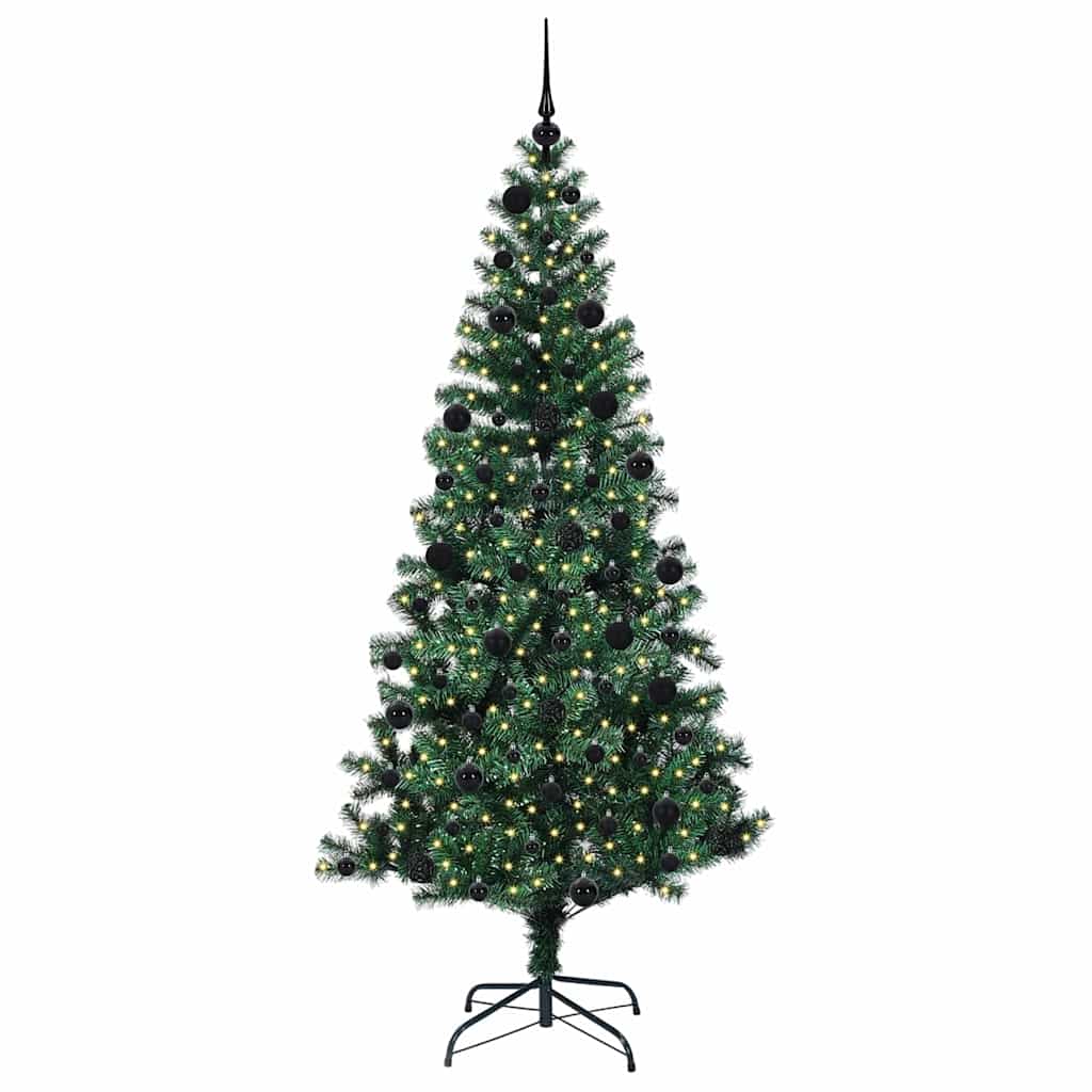Kunstmatig Voorverlicht Kerstboom Groen 210 cm PVC en Metaal is nu te koop bij PeponiXL, paradijselijk wonen!