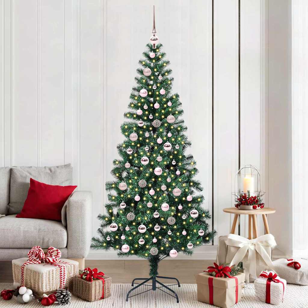 Kunstmatig Voorverlicht Kerstboom Groen 210 cm PVC en Metaal is nu te koop bij PeponiXL, paradijselijk wonen!