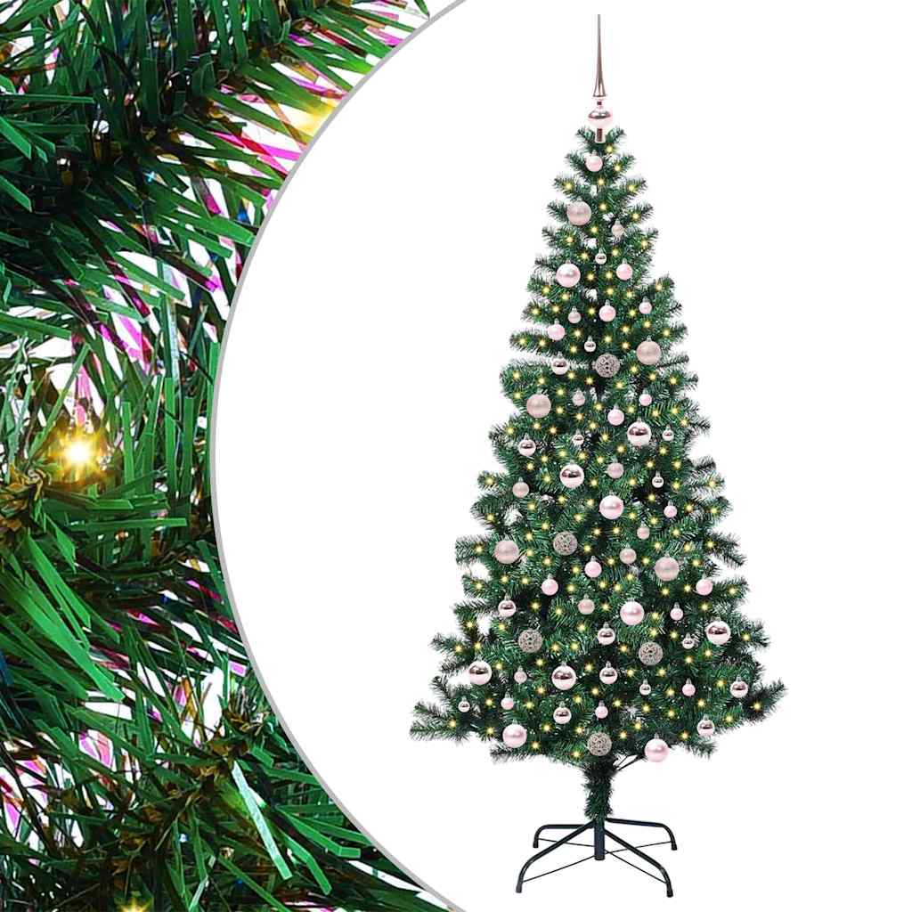 Kunstmatig Voorverlicht Kerstboom Groen 210 cm PVC en Metaal is nu te koop bij PeponiXL, paradijselijk wonen!