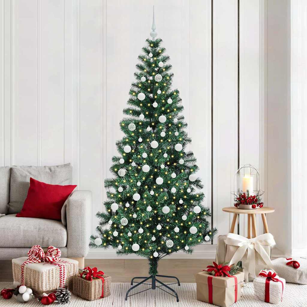 Kunstmatig Voorverlicht Kerstboom Groen 210 cm PVC en Metaal is nu te koop bij PeponiXL, paradijselijk wonen!
