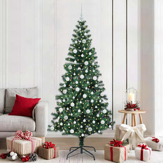 Kunstmatig Voorverlicht Kerstboom Groen 210 cm PVC en Metaal is nu te koop bij PeponiXL, paradijselijk wonen!
