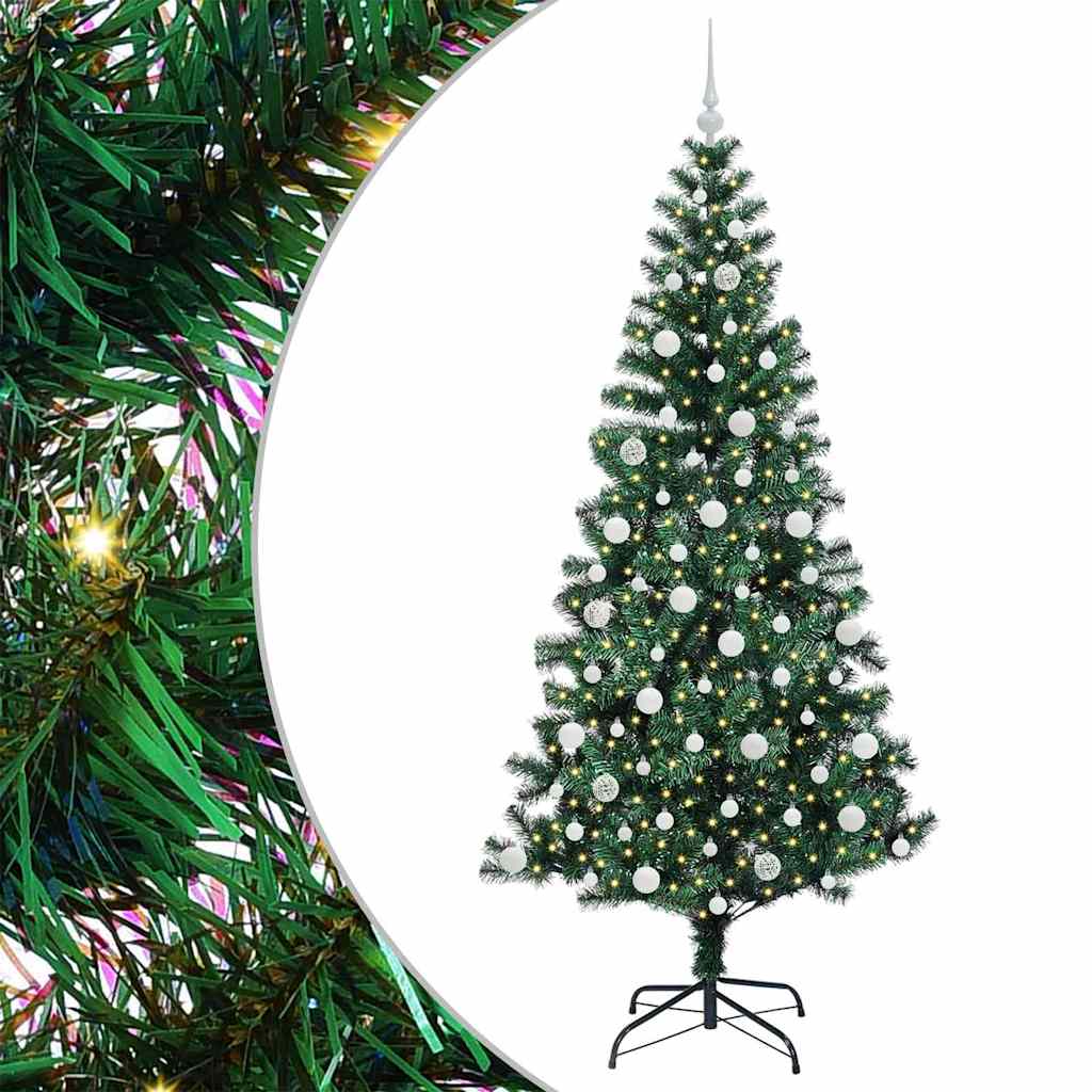Kunstmatig Voorverlicht Kerstboom Groen 210 cm PVC en Metaal is nu te koop bij PeponiXL, paradijselijk wonen!