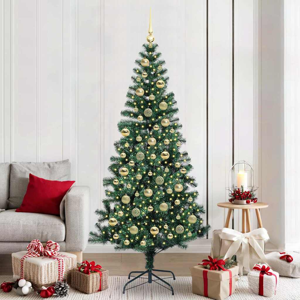 Kunstmatig Voorverlicht Kerstboom Groen 210 cm PVC en Metaal is nu te koop bij PeponiXL, paradijselijk wonen!