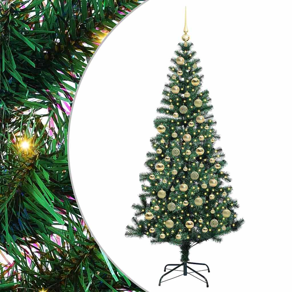 Kunstmatig Voorverlicht Kerstboom Groen 210 cm PVC en Metaal is nu te koop bij PeponiXL, paradijselijk wonen!