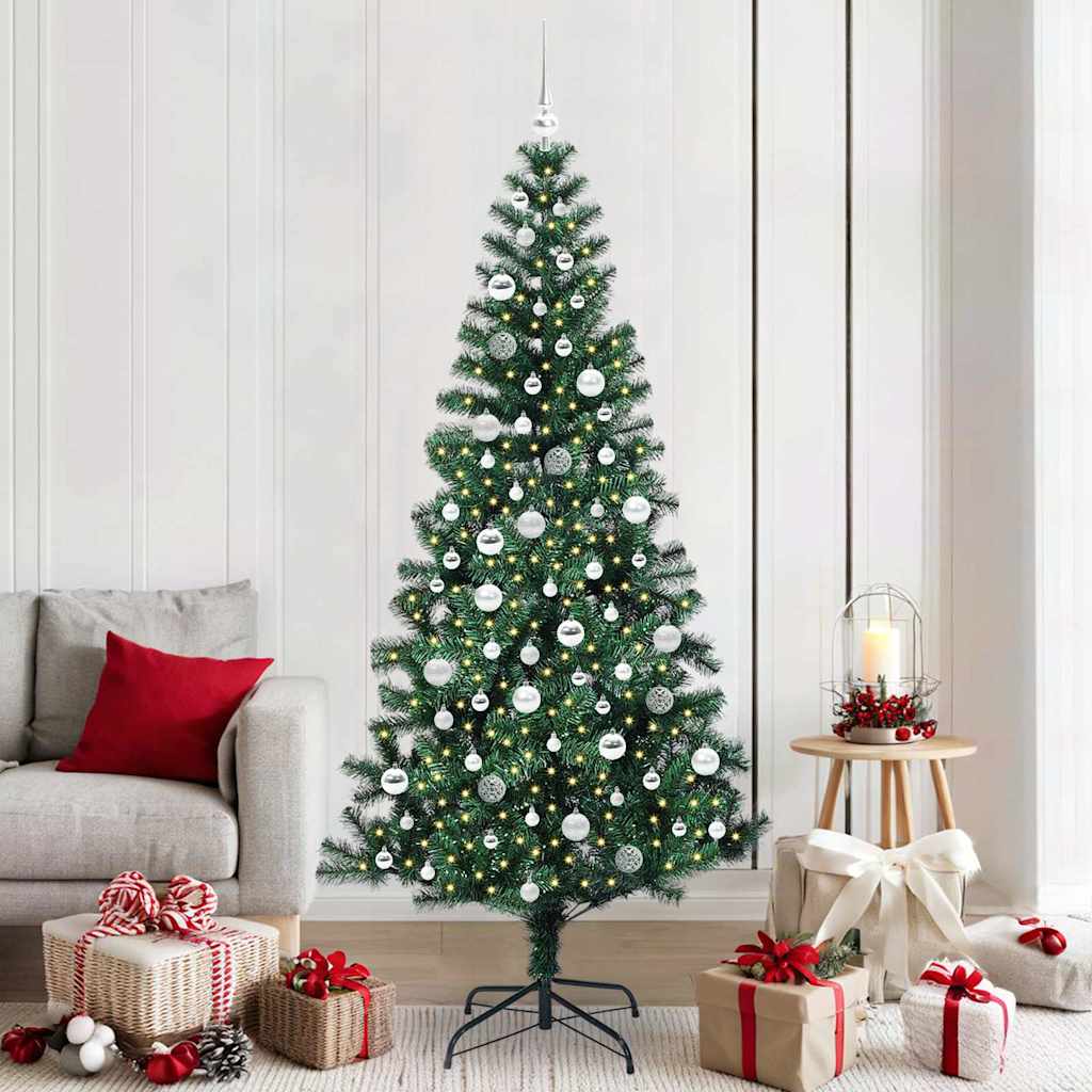 Kunstmatig Voorverlicht Kerstboom Groen 210 cm PVC en Metaal is nu te koop bij PeponiXL, paradijselijk wonen!