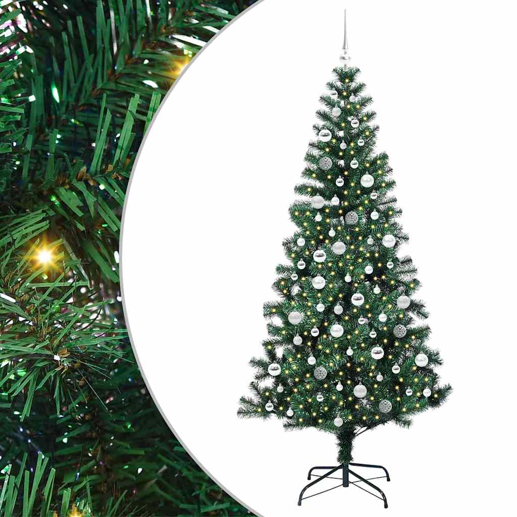 Kunstmatig Voorverlicht Kerstboom Groen 210 cm PVC en Metaal is nu te koop bij PeponiXL, paradijselijk wonen!