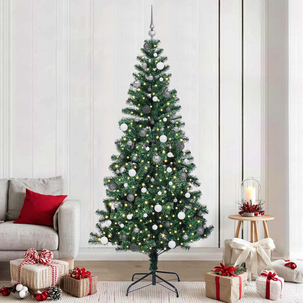 Kunstmatig Voorverlicht Kerstboom Groen 240 cm PVC en Metaal is nu te koop bij PeponiXL, paradijselijk wonen!