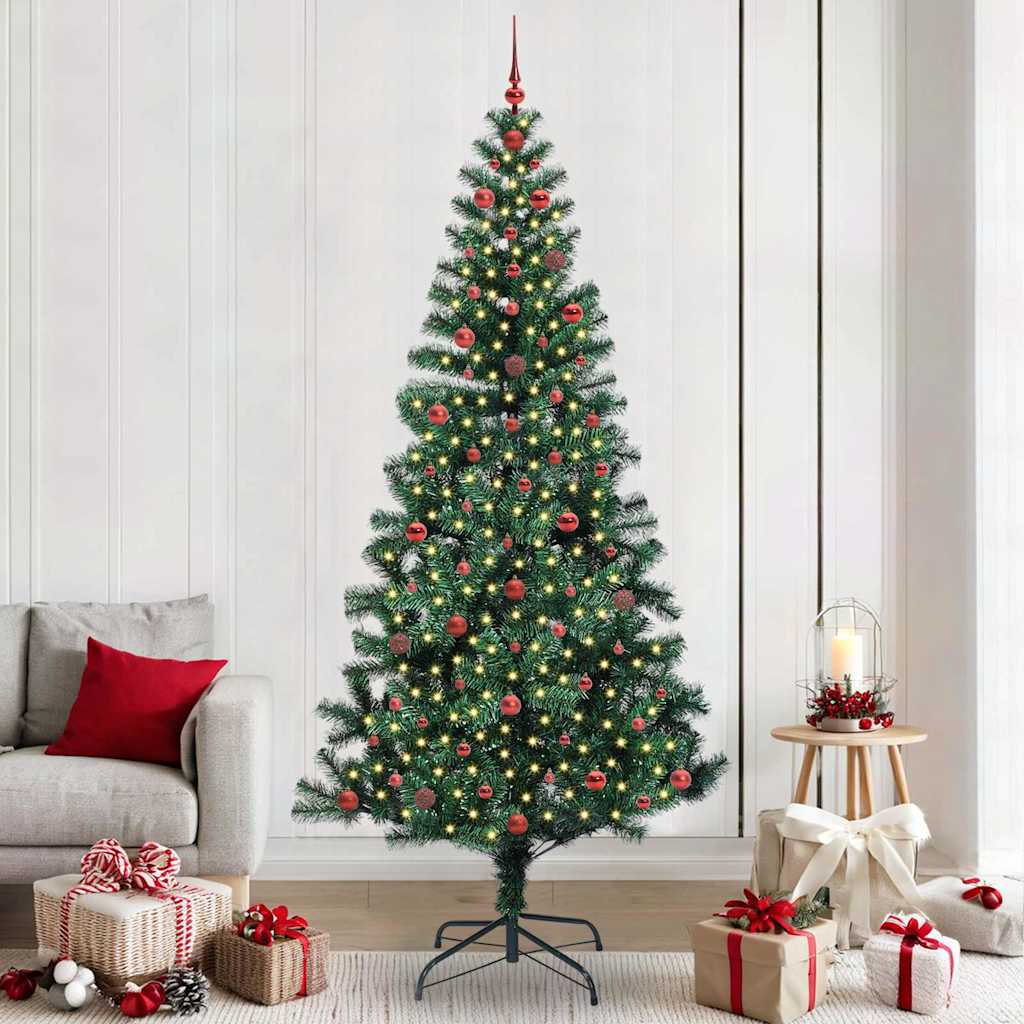 Kunstmatig Voorverlicht Kerstboom Groen 240 cm PVC en Metaal is nu te koop bij PeponiXL, paradijselijk wonen!