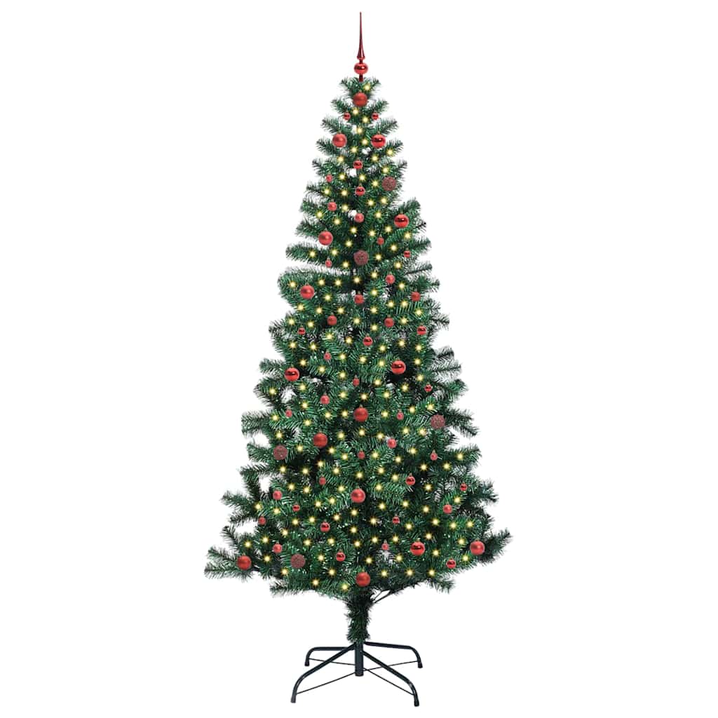 Kunstmatig Voorverlicht Kerstboom Groen 240 cm PVC en Metaal is nu te koop bij PeponiXL, paradijselijk wonen!