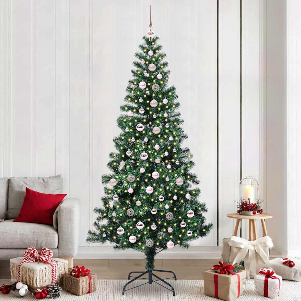 Kunstmatig Voorverlicht Kerstboom Groen 240 cm PVC en Metaal is nu te koop bij PeponiXL, paradijselijk wonen!