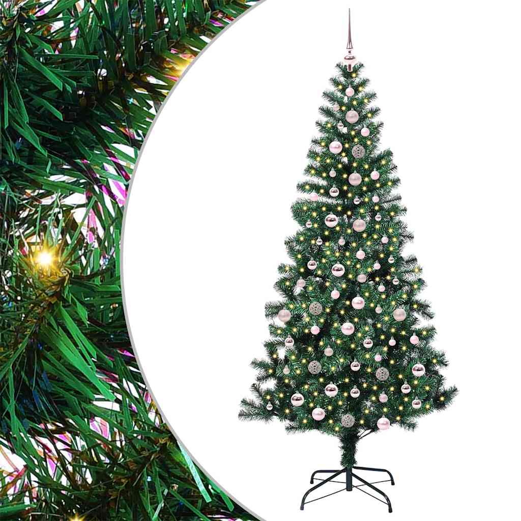 Kunstmatig Voorverlicht Kerstboom Groen 240 cm PVC en Metaal is nu te koop bij PeponiXL, paradijselijk wonen!