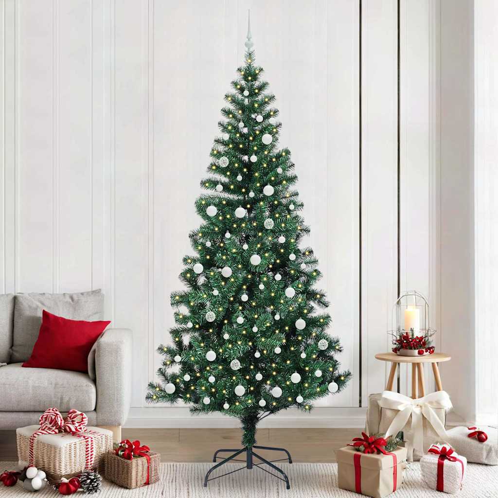 Kunstmatig Voorverlicht Kerstboom Groen 240 cm PVC en Metaal is nu te koop bij PeponiXL, paradijselijk wonen!