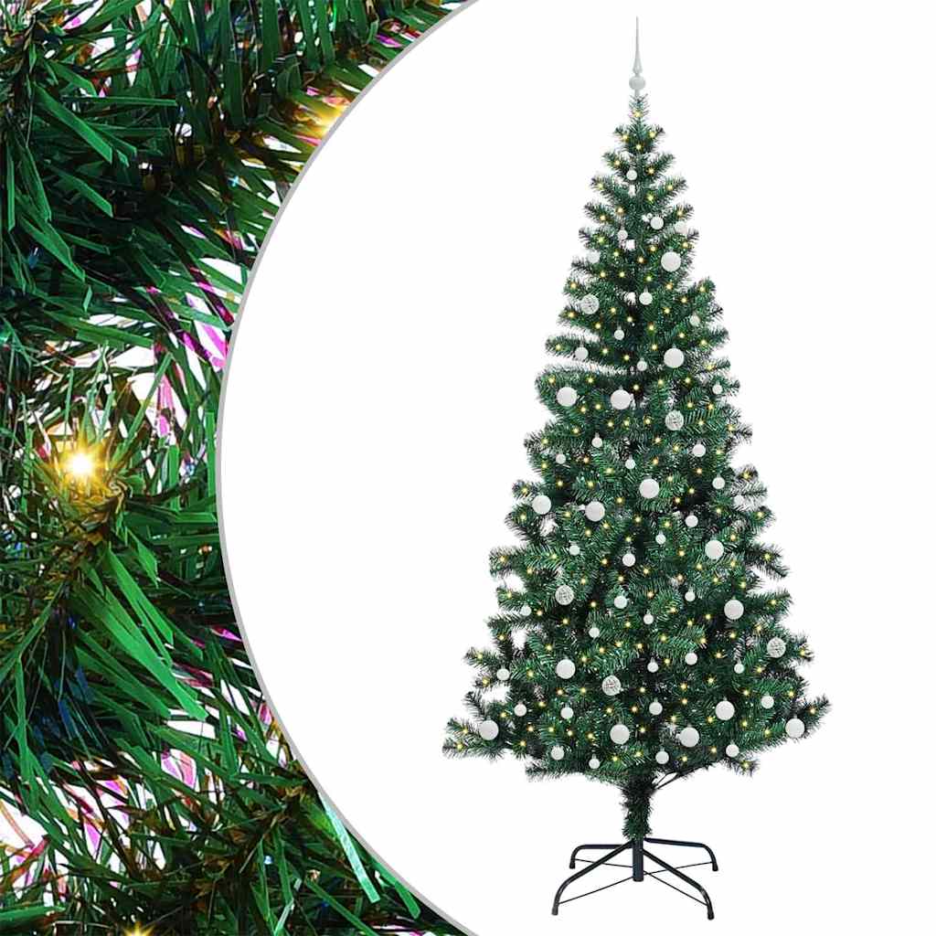 Kunstmatig Voorverlicht Kerstboom Groen 240 cm PVC en Metaal is nu te koop bij PeponiXL, paradijselijk wonen!