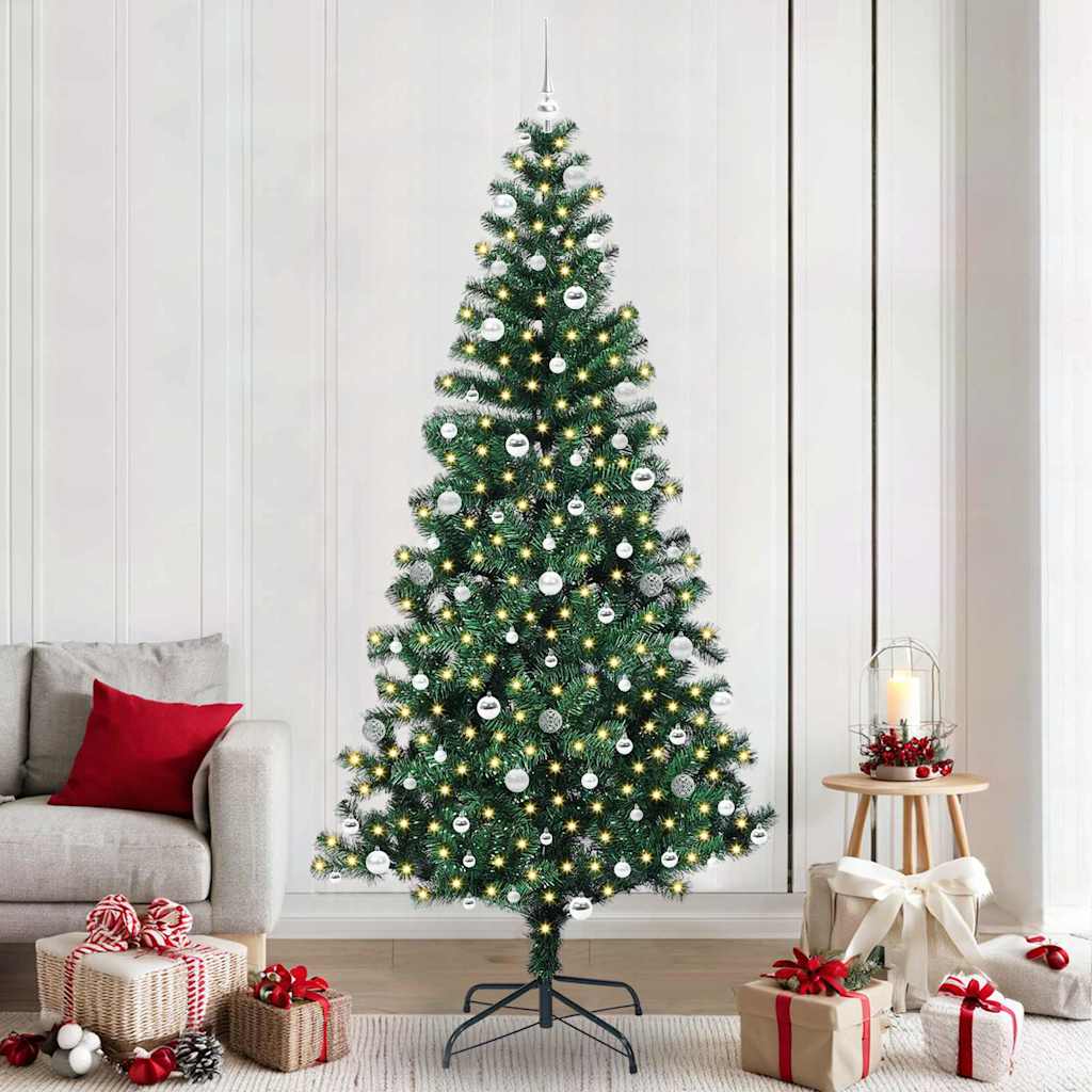 Kunstmatig Voorverlicht Kerstboom Groen 240 cm PVC en Metaal is nu te koop bij PeponiXL, paradijselijk wonen!