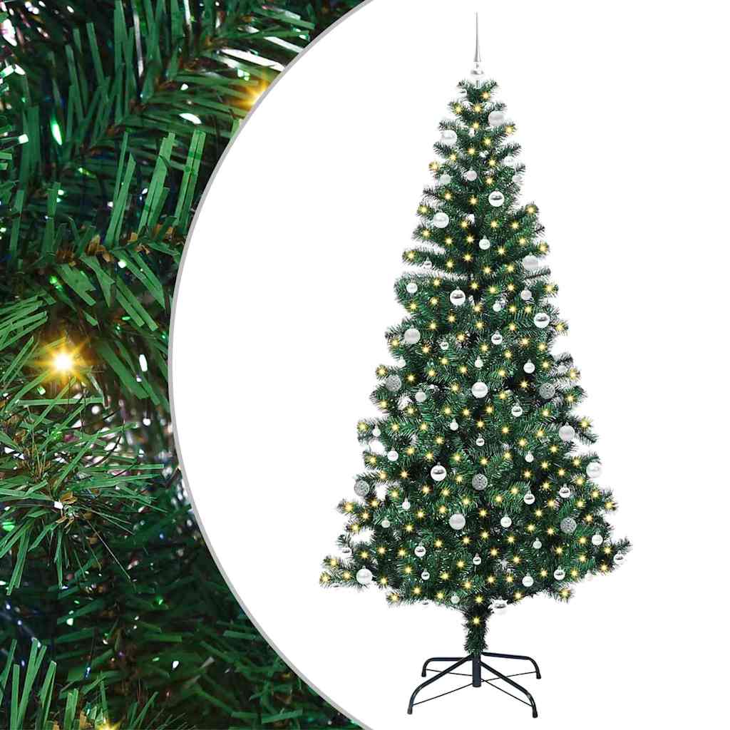 Kunstmatig Voorverlicht Kerstboom Groen 240 cm PVC en Metaal is nu te koop bij PeponiXL, paradijselijk wonen!