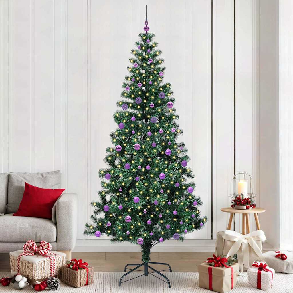 Kunstmatig Voorverlicht Kerstboom Groen 240 cm PVC en Metaal is nu te koop bij PeponiXL, paradijselijk wonen!