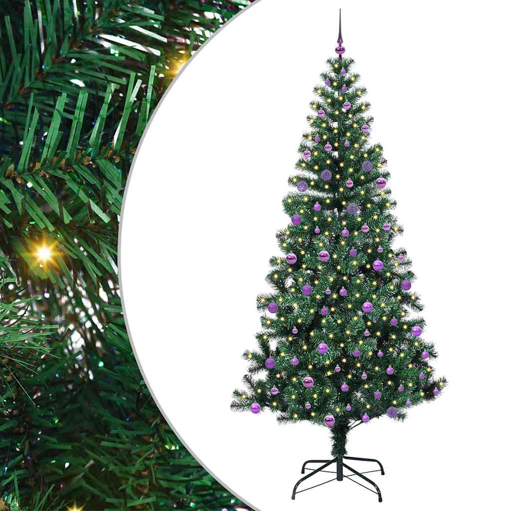 Kunstmatig Voorverlicht Kerstboom Groen 240 cm PVC en Metaal is nu te koop bij PeponiXL, paradijselijk wonen!
