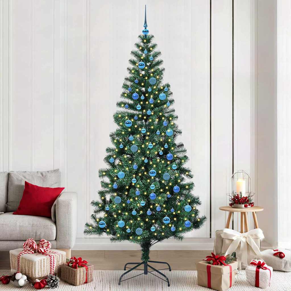 Kunstmatig Voorverlicht Kerstboom Groen 240 cm PVC en Metaal is nu te koop bij PeponiXL, paradijselijk wonen!