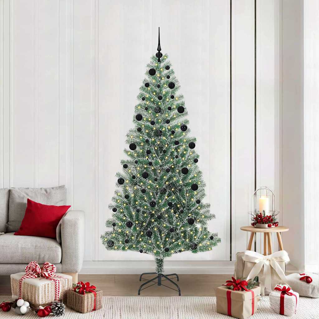 Kunstmatige Kerstboom Sneeuw Gevlochten met LED Licht 210 cm is nu te koop bij PeponiXL, paradijselijk wonen!